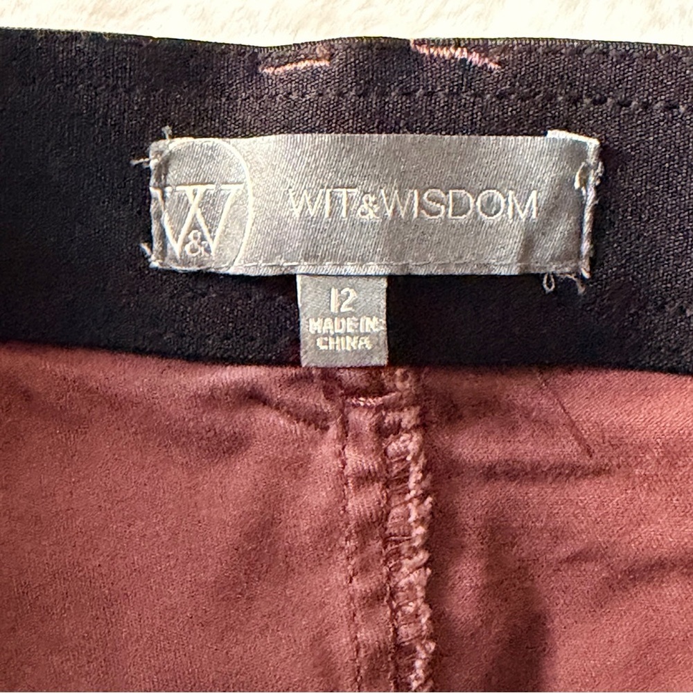 WIT & WISDOM Ab'solution Roll Cuff Stretch Utility Pants In Rum Raisin Sz 12 - Picture 9 of 16